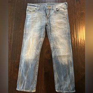 True Religion flap pocket Blue Jeans size 36 (Skinny)